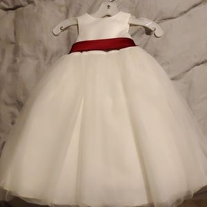 Davids bridal Flower girl dress with red sash